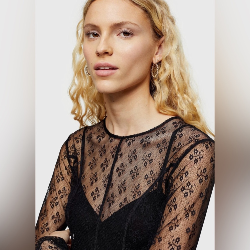 TopShop Black Lace Top - size 10 (M) - Picture 4 of 13